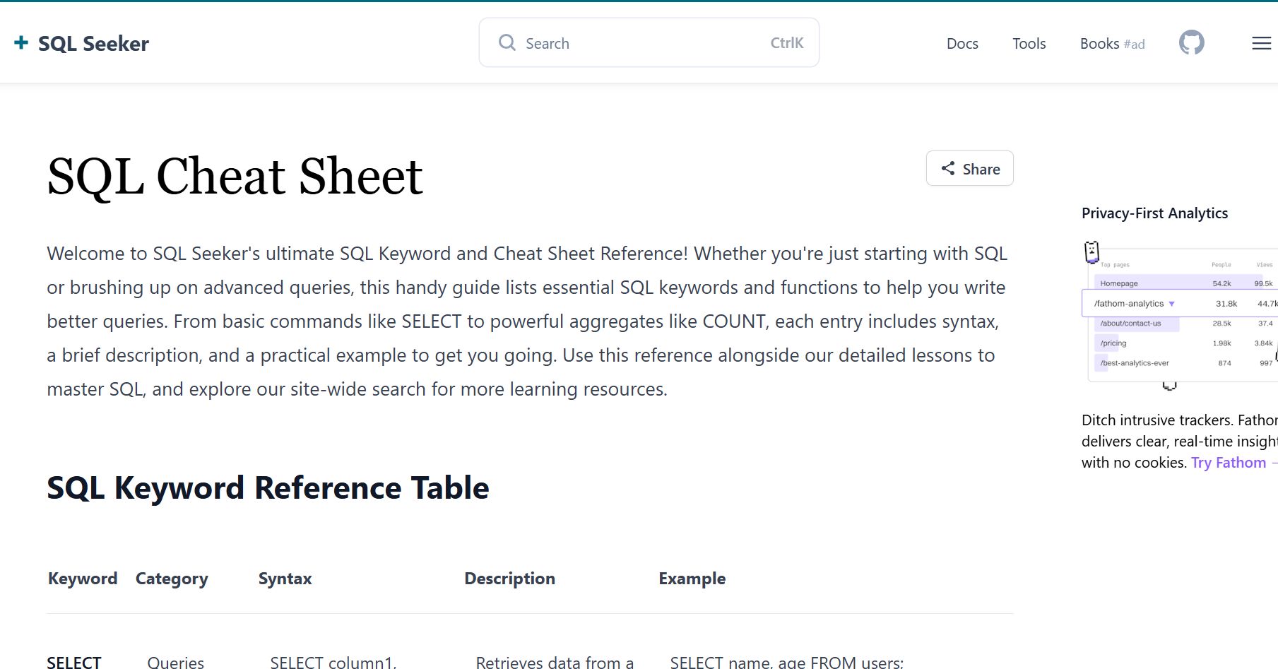 SQL Cheat Sheet